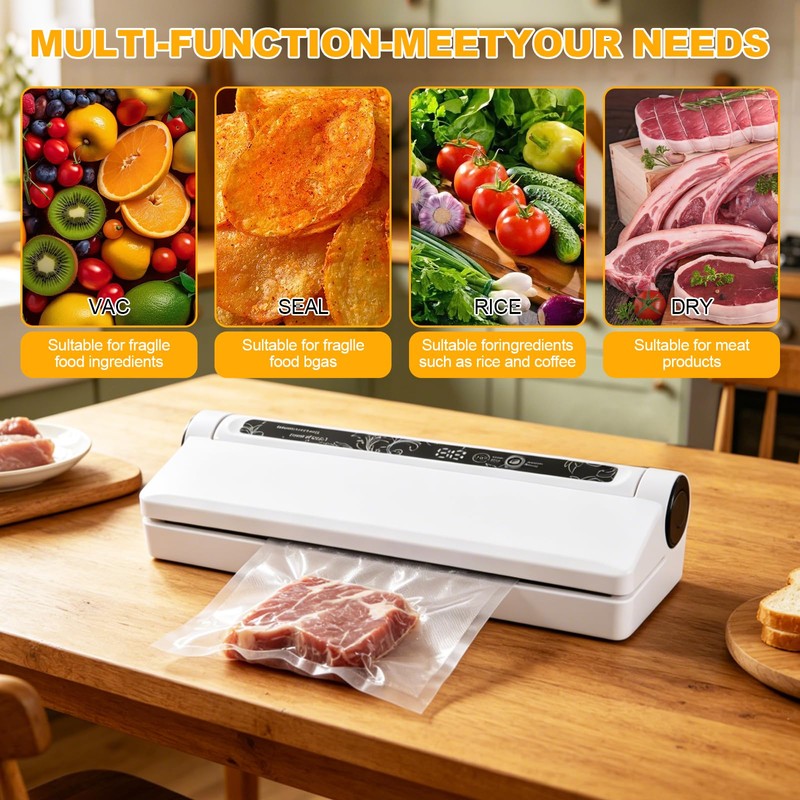 VortecSys Vacuum Sealer Machine, 75KPA Strong Suction for Home Kitchen