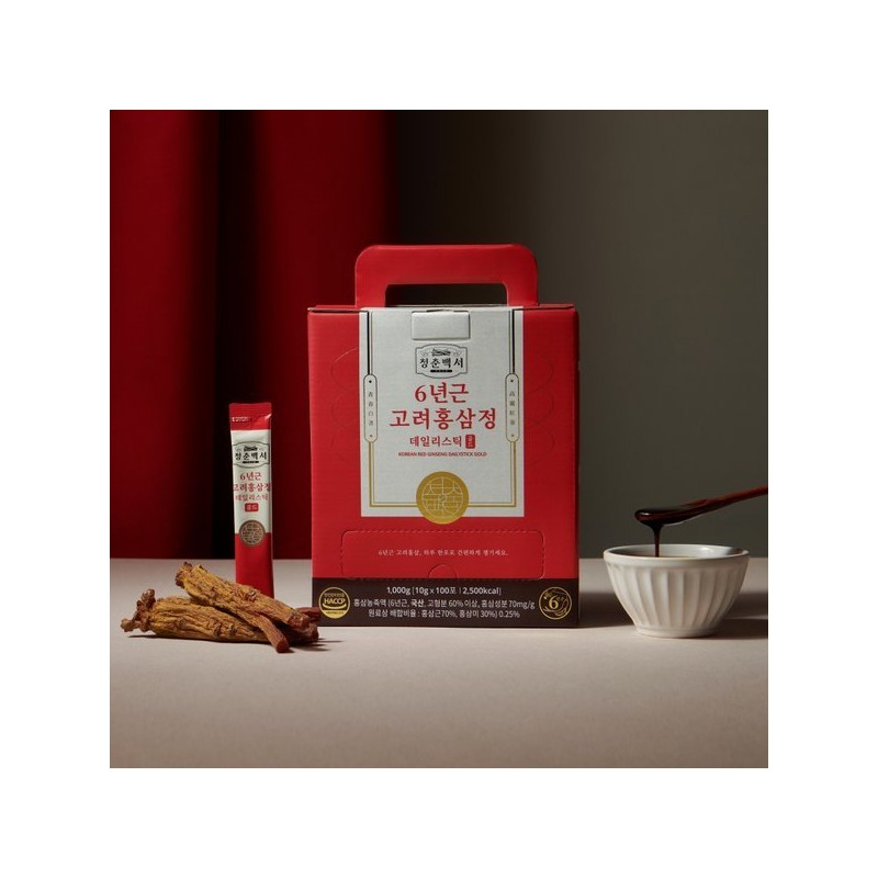 Cheongchunbaekseo 청춘백서 홍삼 6년근 고려홍삼정 데일리스틱 골드 1BOX 대용량 진세노사이드
