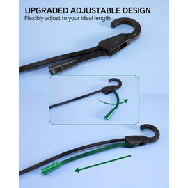 24" Adjustable Bungee Cords with Hooks, Flexibly Adjust from 6.5" to 24", Black Bungee Straps with Superior Elasticity & UV Resistance, Perfect for Cargo, Camping, Tents, Bike, Luggage, etc (9 Pcs)