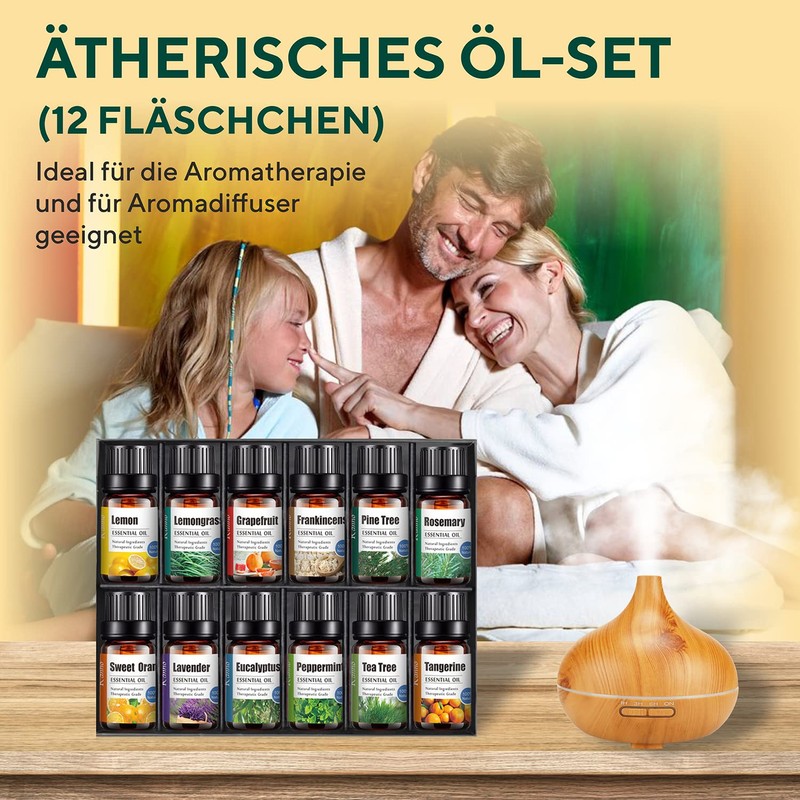 Organic Essential Oils Set of 12 - Natural Relaxation for