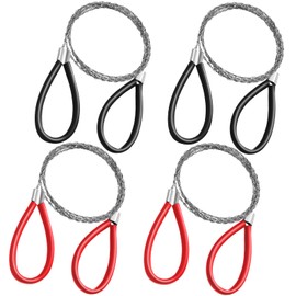 Lanties 4 Pcs Stainless Steel Cable Saw, Metal Wire Saw Hand Pocket String Emergency Survival Rope Cutting Tools PVC Pipe Cutting Tool for Wood Camping Hiking Hunting, 23.62 Inch(Red and Black)