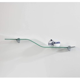 LTL Home Products Wallscapes Allure Glass Wave Floating Wall Shelf, 8"x40", Clear