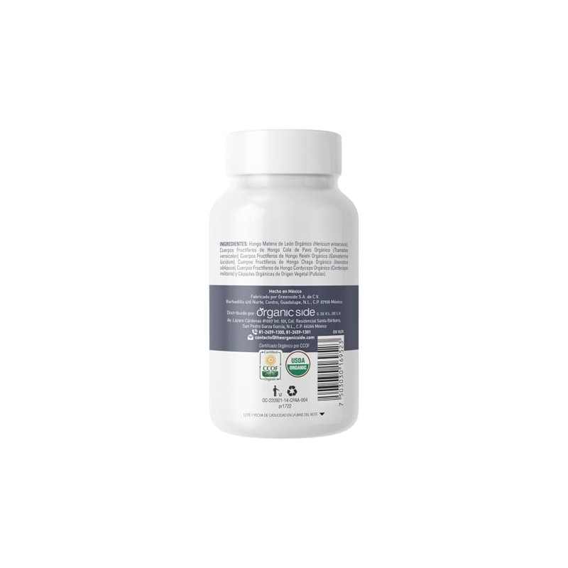 Organicside - Adaptogen Complex 60 Cápsulas - Reishi, Lion's Mane,