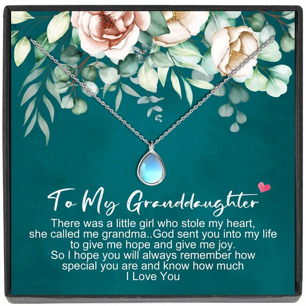 JeeweLife Granddaughter Gifts Sterling Silver Moonstone Necklace Mother's Day, Birthday,