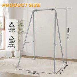 AUTOKAKUM Swing Stand Only, Hammock Chair Stand, Heavy-Duty Metal Stand, Multi-Use Swing Frame for Indoor and Outdoor, Backyard, Max Load 300lbs, Hammock Chair not Included (Grey)
