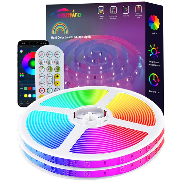 Tenmiro RGB Smart IC LED Strip Lights, DIY Rainbow Multicolor