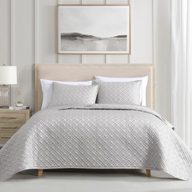 Riverbrook Home Noble Tencel Coverlet Set, Queen, Silver, 3 Piece Set