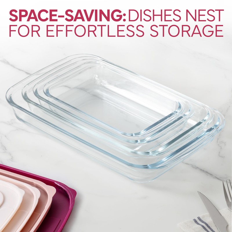 COOK WITH COLOR 8-Piece Deep Glass Baking Dish Set with