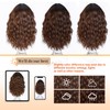RUNM Short Bob Wavy Wigs for Women Brown Wig with