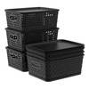 Qqbine Set of 6 Plastic Lidded Storage Shelf Baskets, Stackable