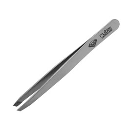 Rubis Classic Diamond Coated Tip, Stainless Steel Slanted Tweezers for Precise Eyebrows and Hair Removal, The Precious Stone Collection,1K102DT, Polished Silver