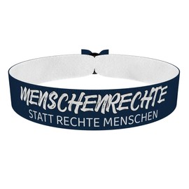 Menschenrechte statt rechte Menschen Stoffarmband dunkelblau - Satinarmband - Nachhaltiges Armband - Armband für soziale Gerechtigkeit - Statement-Accessoire - Geschenkidee für Aktivisten