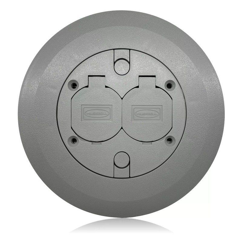 HUBBELL Low Profile Floor Box Cover Gray Plastic P-6347