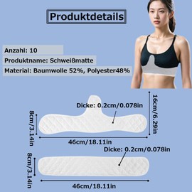 TidySphere Pack of 10 Bra Inserts Cotton Sweating, Reusable Bra Inserts, Sweat Pads, Bra Sweat Pads for Women, Rectangle