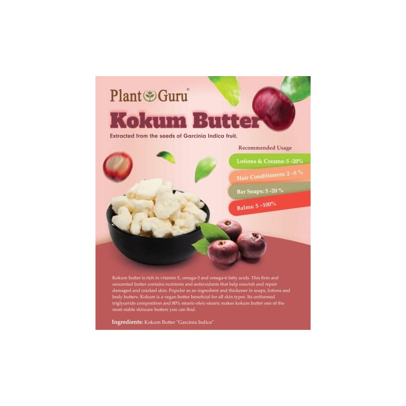 Kokum Butter Refined Raw 1 Lb (16 Oz) (HDPE Food