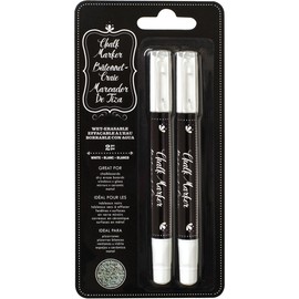 American Crafts Erasable Chalk Makers White, 2 Pack, Works on Chalkboards, Dry Erase Boards, Windows, Glass, Mirrors, Metal, Ceramic and More, Crafts, Scapbooking, DIY Crafts, Jornaling, Cardmaking