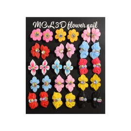 KATFAN 30PCS 3D Flower Nail Charms Handmade Resin Flowers Spring Summer Acrylic Flower Nail Rhinestone Crystals Colorful Nail Art Charm for Women DIY Crafts