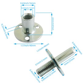 2 Sets M12 Metal Bed Post Connector T-Nut Bedpost Connector Screw-in Butt Nut for Furniture Hardware Fittings Sofa Column Bed Column Lock Connect Tee Nut WSWECCL