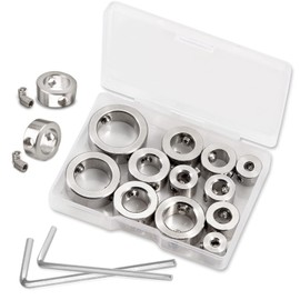 LEONTOOL 12 Pcs 3-16mm Drill Bit Depth Stop Collar Set 304 Stainless Steel Drilling Limit Ring Drill Bit Stop Collar Set Stop Bit Collar Set Drill Tool with Hex Wrenches and Storage Box