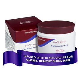 Mon Platin Total Blonde Hair Mask 500 ML - Potencia y Cuida tu Cabello Rubio con el Toque del Caviar Negro - Mejora la Vitalidad de los Tonos Rubio - Rubio Deslumbrante.