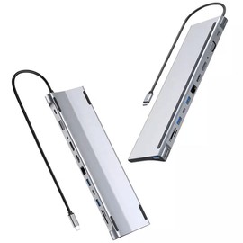 Reagle USB-C Docking Station, 12-in-1 Hub with 8K DisplayPort, 4K HDMI, 100W Power Delivery, RJ-45 Ethernet, SD/MicroSD Card Reader, Compatible with MacBook & Windows Laptops, Laptop Stand Fun