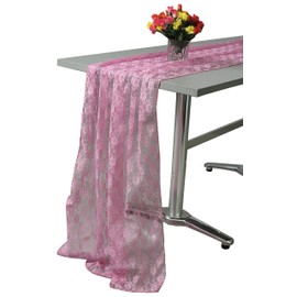 MDS Pack of 25 Wedding 27 x 170 inches Long Sheer lace Table Runner for Wedding Banquets Decorations Birthday Parties, Engagements, Rustic Boho for 14Feet Table Runners - Dusty Pink