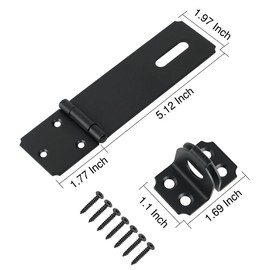 Alise Padlock Door Latch Hasp Latch Gate Latches,5 Inch SUS304 Stainless Steel Packlock Clasp Hasp Door Lock Hinge Lock for Doors,Cabinet,Wooden Case,Drawer,Window,Barn Door,Matte Black Shed Lock