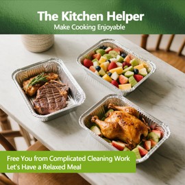 Demiwise Thickened 10 Pack Heavy Duty Aluminum Pans, 9x11 Aluminum Foil Pans Disposable, Half Size Steam Table Foil Baking Tray for Cooking, Baking, Roasting & Chafing, Carton Packaging