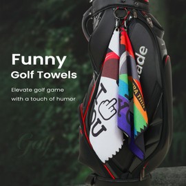 Big Crazy Funny Golf Towel, Golf Towel Gifts for Men, Microfiber Waffle Towel with Carabiner Clip, Golf Accessories for Golf Bag