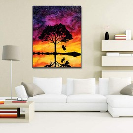 5D Diamond Painting Diamant Malerei Painting Bilder, Wowdecor Vier Jahreszeit Baum Sternenklarer Himmel Full Set Groß DIY Diamant Gemälde Malen Nach Zahlen