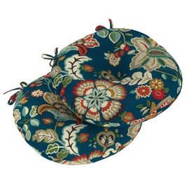 LVTXIII Outdoor Fluffy Bistro Chair Cushions Patio 15-Inch Round Seat Cushions All Weather Chair Pads with Ties for Home Office and Patio Garden Furniture Use, Set of 2, Peacock Blue