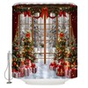 KDYDK Christmas Shower Curtain Winter Snow Window Scene 70" L