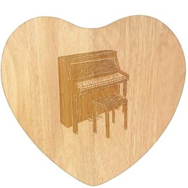 'Piano and Chair' Wooden Heart Shaped Chopping/Cutting Board (WB00084261)