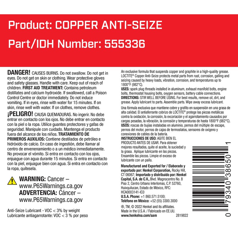Loctite 38650 Copper Anti-Seize Lubricant Brush Top - 8 oz.