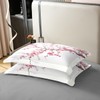 Cherry Blossom Cotton Duvet Cover Set(No Comforter),Japanese Style Pink Blooming