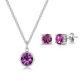 Philip Jones June (Alexandrite) Birthstone Necklace & Earrings Set Created with Zircondia® Crystals