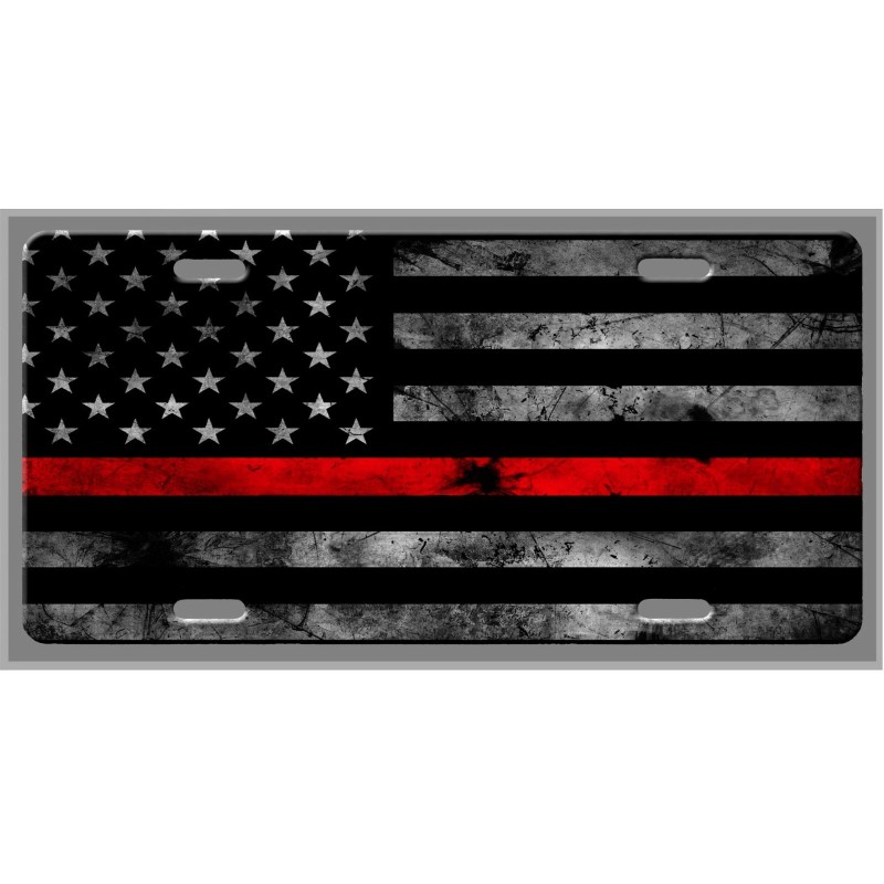 Thin Red Line Fireman Fire Fighter Car Vanity Tag -