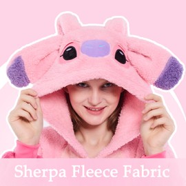 GONAAP Adult Onesie Pajamas Sherpa Animal One Piece Cosplay Costume for Women Men(Angel,Large)