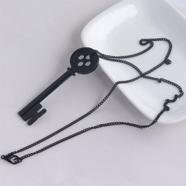 Z-ASAHI Coraline Black Button Key Necklace Pendant Cosplay Decoration Accessories(CH-00001)