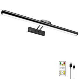 MQOUO 24.4" Wireless Picture Lights, Rechargeable Battery Art Display Light with Remote Control, Dimmable/Timer Off Dartboard Light, 3 Lighting Modes Full Metal Painting Display Lights (Black-1Pack)