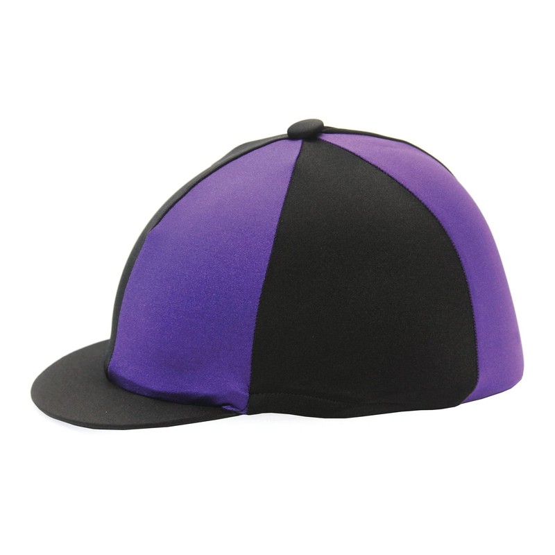 Shires Stretch Skull Hat Cover, Silk in Navy/Raspberry. Onesize