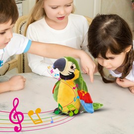 Vogel Spielzeug - Zwitschernder Katzenspielzeug mit Flatterflügeln und Musik,Elektronisches Realistisches Plüschtier Für Kinder Haustiere Party Spiel Schreibtischdekoration Feiertagsregal