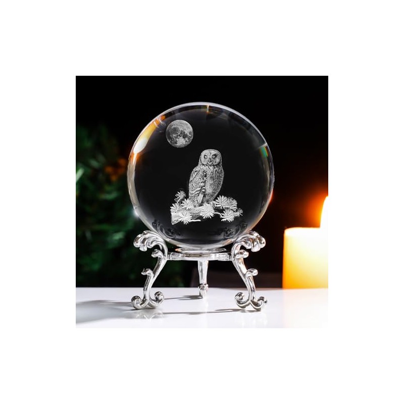 Ahantper 3.15"/80mm Crystal Ball with Stand, Modern Home Decor Gift