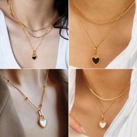 Myrnaist Heart Necklaces, Double-Sided Heart Shape Necklace for Women Timeless Jewelry Gift for Friends Mom Wife Birthday