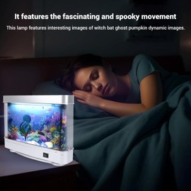 Fake Fish Tank Mini Aquarium, Artificial Fish Lamp Aquarium, Fascinating Moving Pictures of Fish in Tank Decorative Sensory Aquarium Lamp, Virtual Ocean Moving Fish Night Light