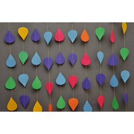 Rainbow Raindrop garland, Paper raindrops, Raindrop paper garland, Nursery decor,April showers,Spring garland,Raindrop baby shower,