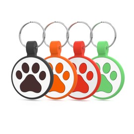 WhoseID QR Code Cat Tag, Modifiable Pet Online Profile, Multiple Emergency Contact, Scannable QR Code, Instant Location Email Alert (Medium to Large Breeds - 1.25", Black & Orange & Red & Green)