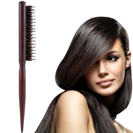 Brino Cepillo Para El Cabello, Cerdas De Jabal, Mango De Madera, Antiesttico, Para Todos Los Tipos De Cabello, Marrn                                  