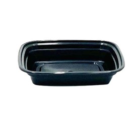 DHG PROFESSIONAL 8oz Food Prep Containers with Black Base and Clear Lids - Rectangular & 1" Depth Microwavable Disposable Freezer-Safe BPA-Free Plastic Meal Storage, Combo Pack (50)