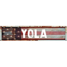 YOLA 8" American Flag Patriotic Rectangle Paint Weathered Painted Metal Rustic Rusty Shaped Look Decal Bumper Sticker for use on Any Smooth Surface